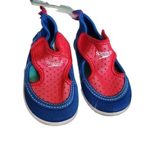 Speedo Hybrid Water Shoes Boys Swim Shoes Blue & Red Sz M 7/8 Kids NWT